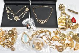 AN ASSORTMENT OF COSTUME JEWELLERY, to include two boxed Aurora Borealis necklaces, a large quantity
