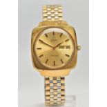 A 1970'S 'OMEGA AUTOMATIC GENEVE' GOLD PLATED WRISTWATCH, the gold tone circular dial, signed 'Omega