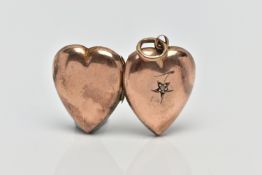 A LATE 19TH CENTURY GOLD LOCKET, a rose gold front and back locket of heart form, set with a