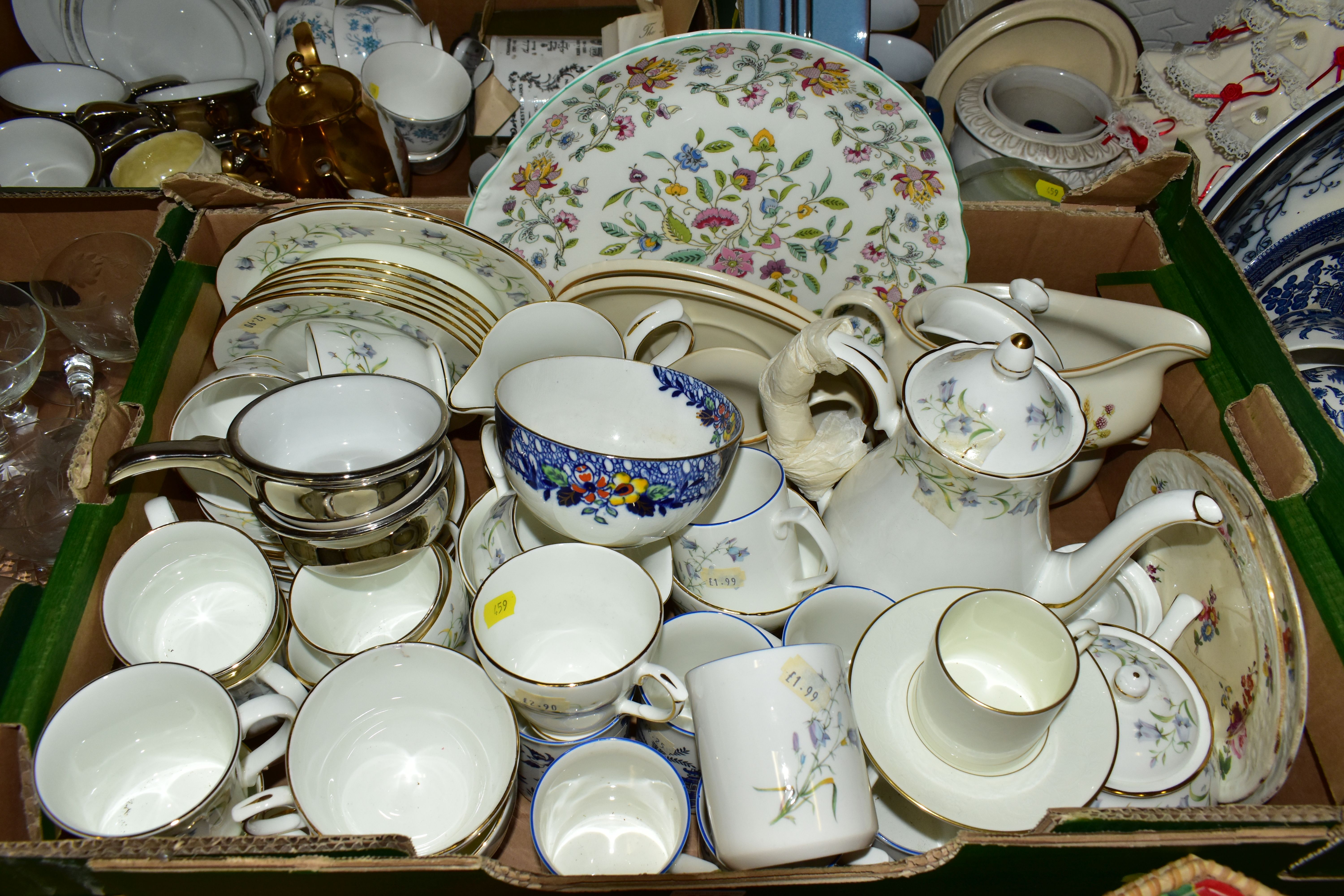 FIVE BOXES OF CERAMICS AND GLASSWARE, to include a Belleek sugar bowl (chipped & cracked), Royal - Image 4 of 7
