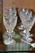 A SET OF SIX STUART CRYSTAL BEACONSFIELD PATTERN LIQUEUR GLASSES, etched mark to underside of