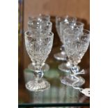 A SET OF SIX STUART CRYSTAL BEACONSFIELD PATTERN LIQUEUR GLASSES, etched mark to underside of