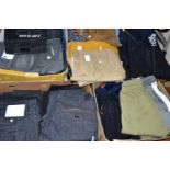 FIVE BOXES OF MENS FASHION JEANS, CARGO PANTS, CHINOS AND JOGGING BOTTOMS, brands include Luke,