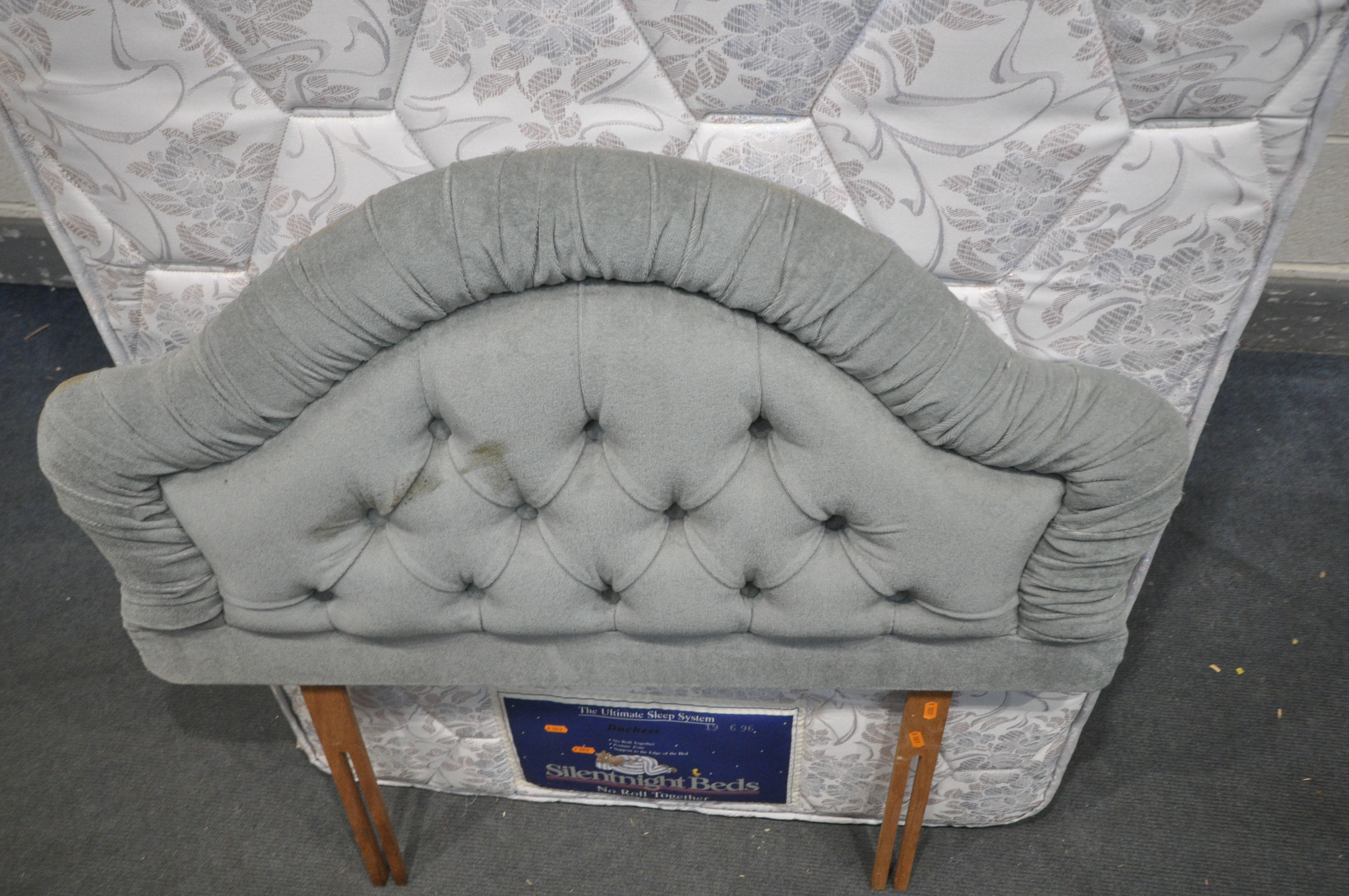 A SILENT NIGHT SINGLE DIVAN BED AND MATTRESS, with a grey headboard - Image 3 of 3