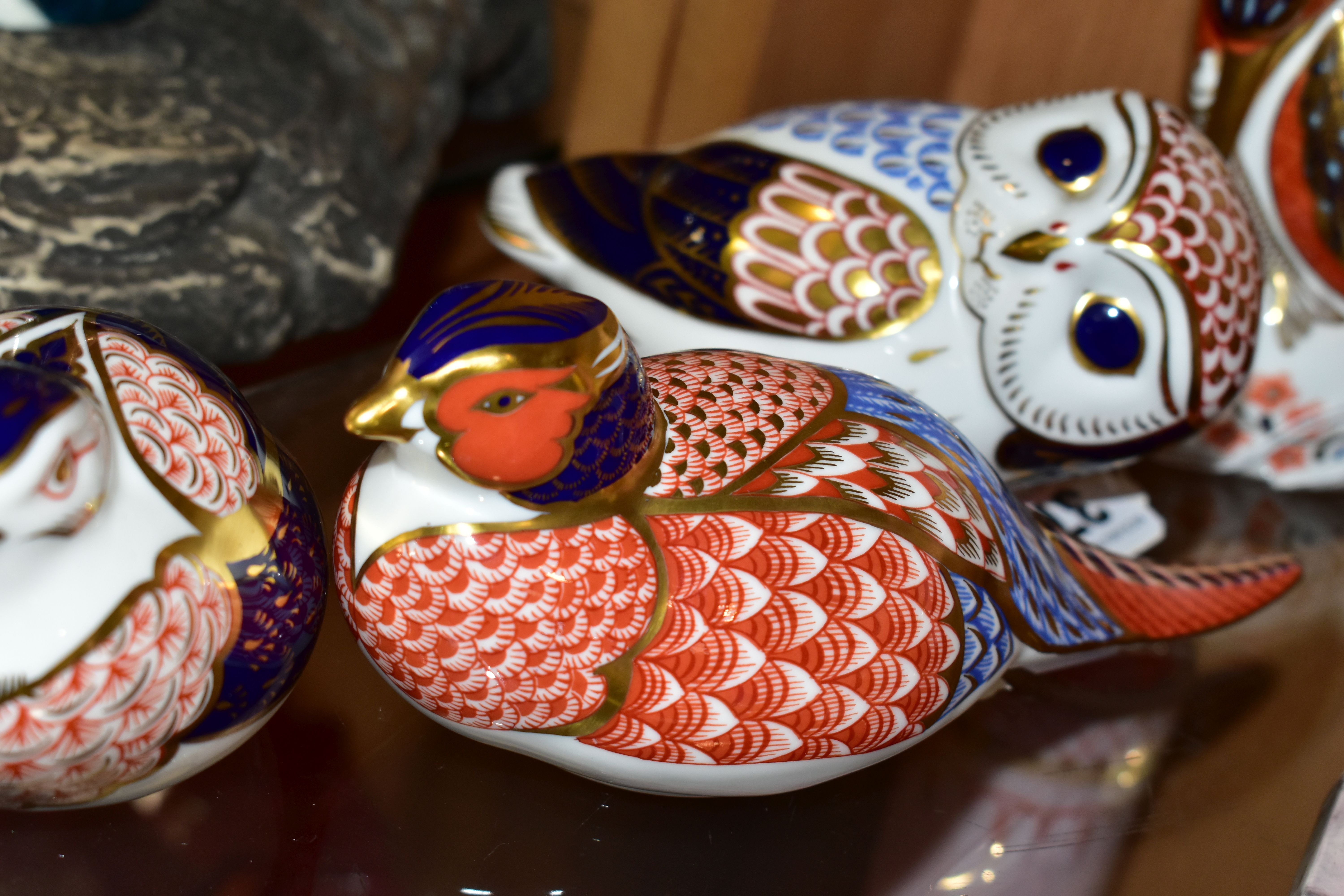 FIVE ROYAL CROWN DERBY PAPERWEIGHTS, comprising Kingfisher, Owl, Pheasant, Quail and Duck, all first - Image 3 of 6