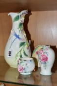 FOUR PIECES OF GRAFF AND FRANZ PORCELAIN, comprising a Graff vase moulded in relief with two