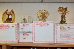 FIVE BOXED ENCHANTICA RESIN DRAGON FIGURES, tallest 19.5cm and smallest 9cm (5 + boxes) (Condition