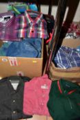 FIVE BOXES OF MEN'S SHIRTS AND POLO TOPS, to include polo tops - Fred Perry, Ben Sherma, Superdry,