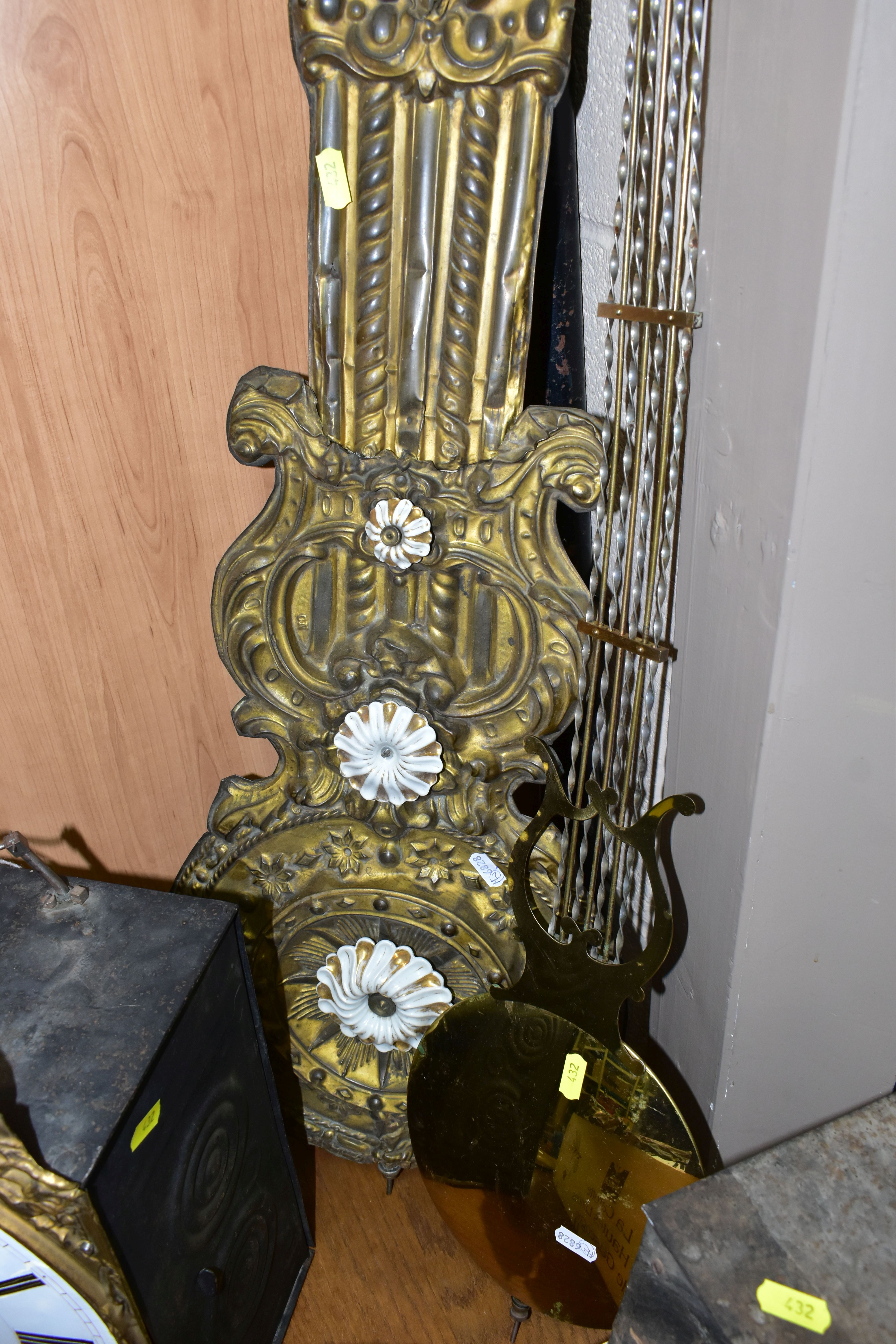 THREE LATE 19TH CENTURY FRENCH COMPTOISE WALL CLOCKS, one with embossed figures to the brass - Image 4 of 6