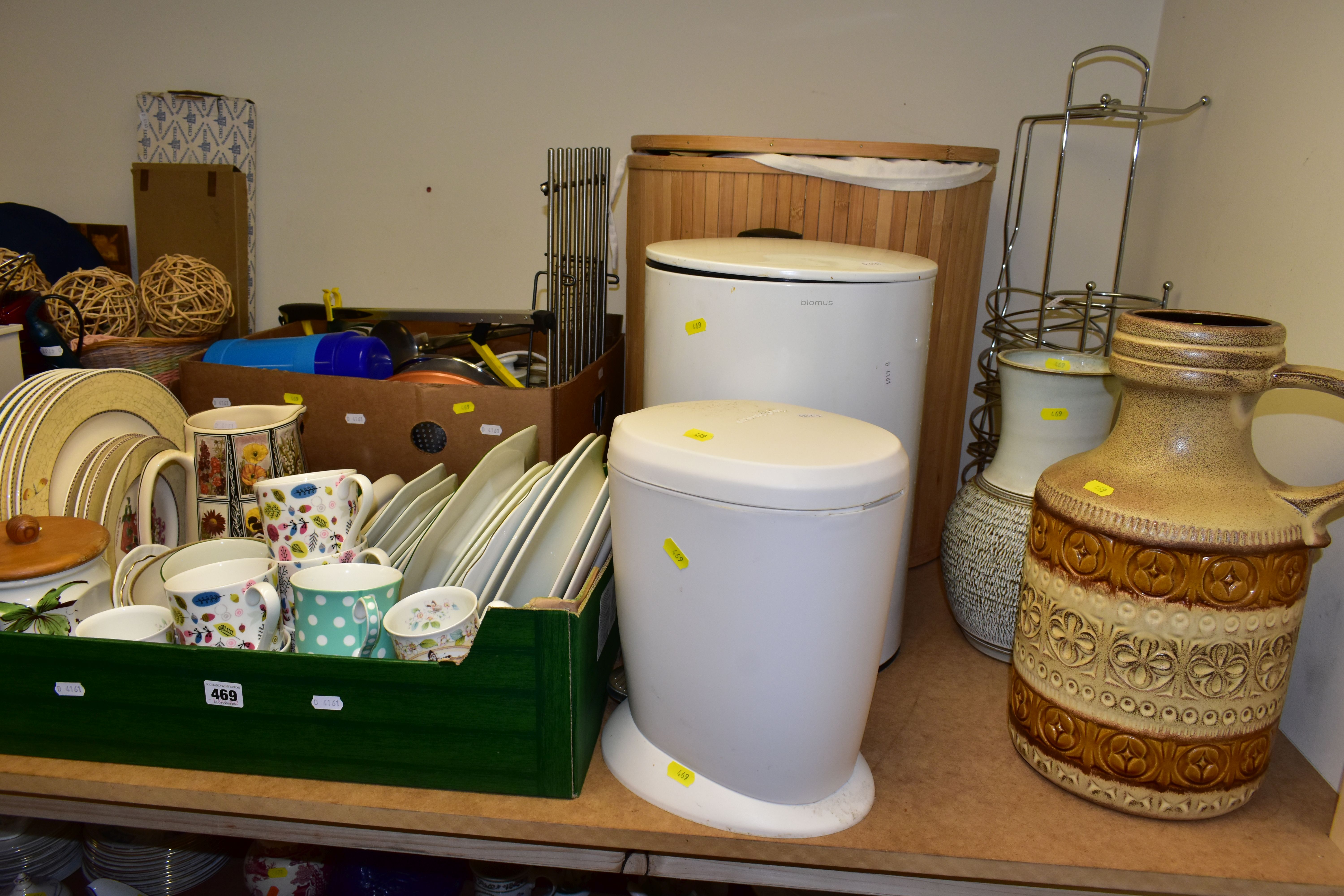 FOUR BOXES OF CERAMICS, ORNAMENTS AND HOUSEHOLD SUNDRY ITEMS, to include a large ceramic vase,