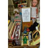 A QUANTITY OF ASSORTED TOYS, GAMES AND DOLLS ETC., to include Palitoy walking and talking doll (