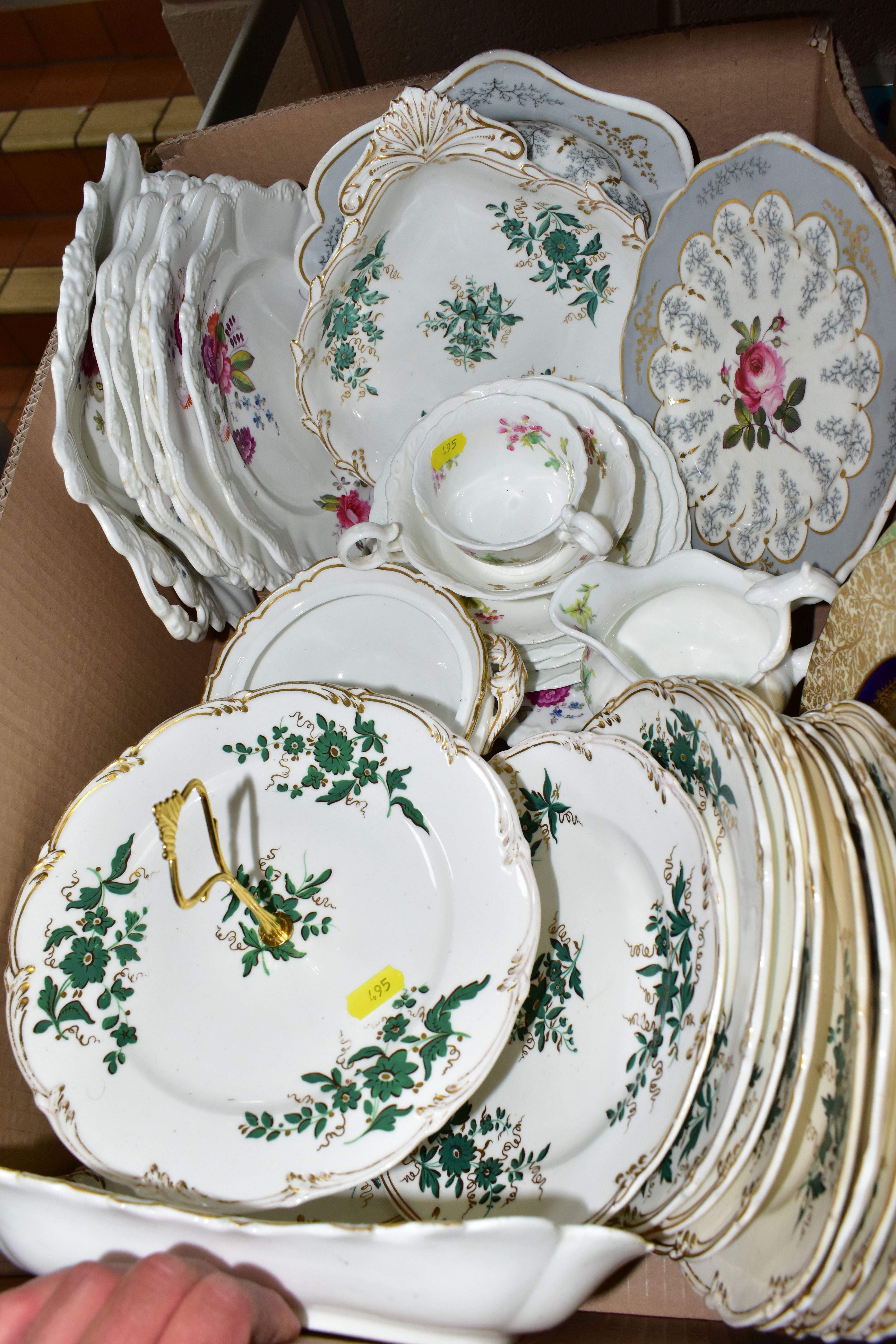 TWO BOXES OF HAND PAINTED CHINA TEAWARES, to include several part tea sets, cake stands, milk - Image 2 of 3