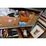 THREE BOXES AND LOOSE PICTURES AND SUNDRY ITEMS, to include approximately thirty framed prints,