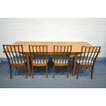 A MCINTOSH MID CENTURY TEAK EXTENDING DINING TABLE, with two additional fold out leaves, extended