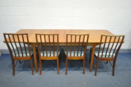 A MCINTOSH MID CENTURY TEAK EXTENDING DINING TABLE, with two additional fold out leaves, extended