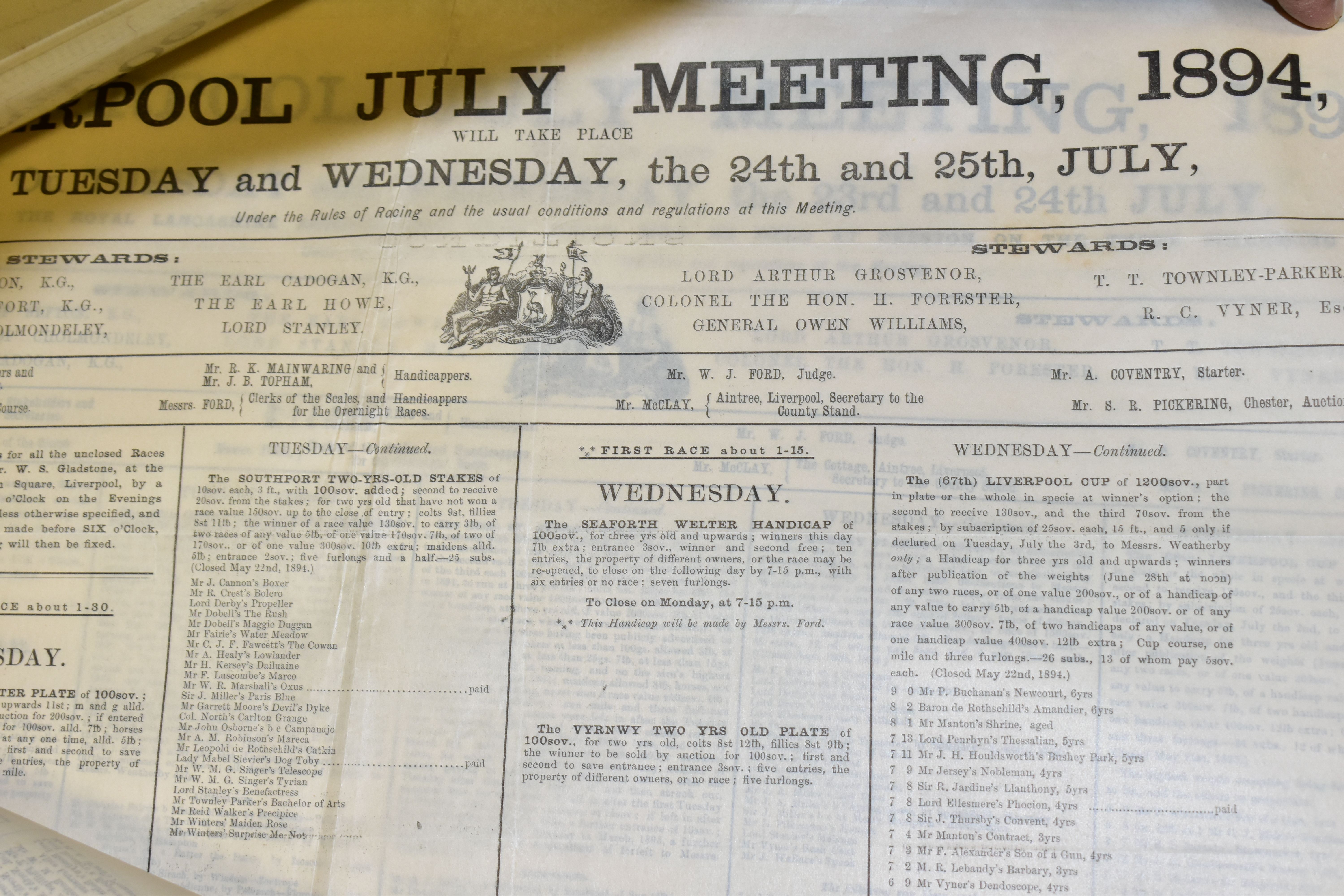 LIVERPOOL RACECOURSE, a collection of twenty-four original race meeting broadsheets from the July - Image 7 of 7