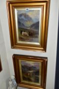 CHARLES W. OSWALD (19TH / 20TH CENTURY), TWO OILS ON CANVAS DEPICTING CATTLE IN A SCOTTISH