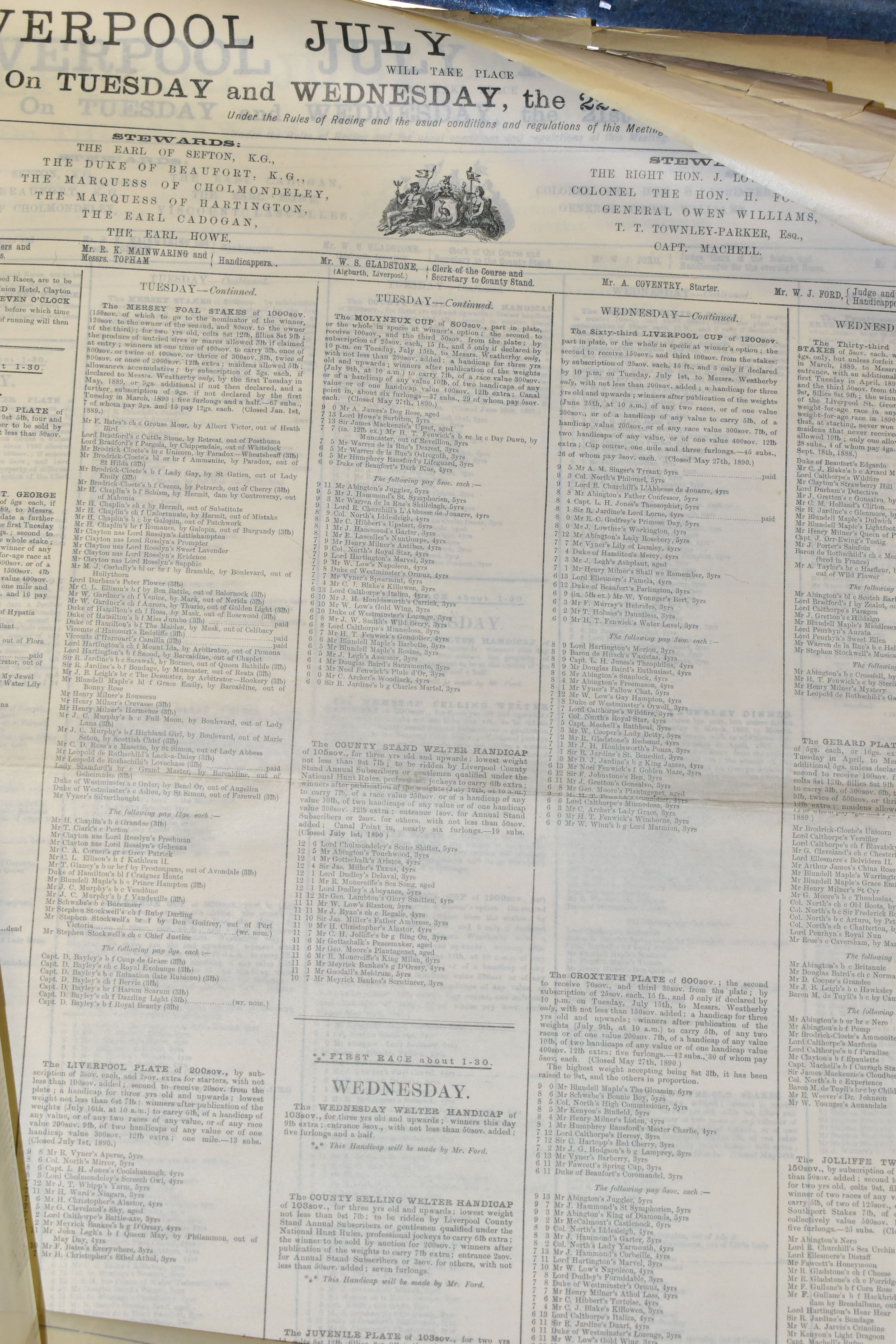 LIVERPOOL RACECOURSE, a collection of twenty-four original race meeting broadsheets from the July - Image 5 of 7