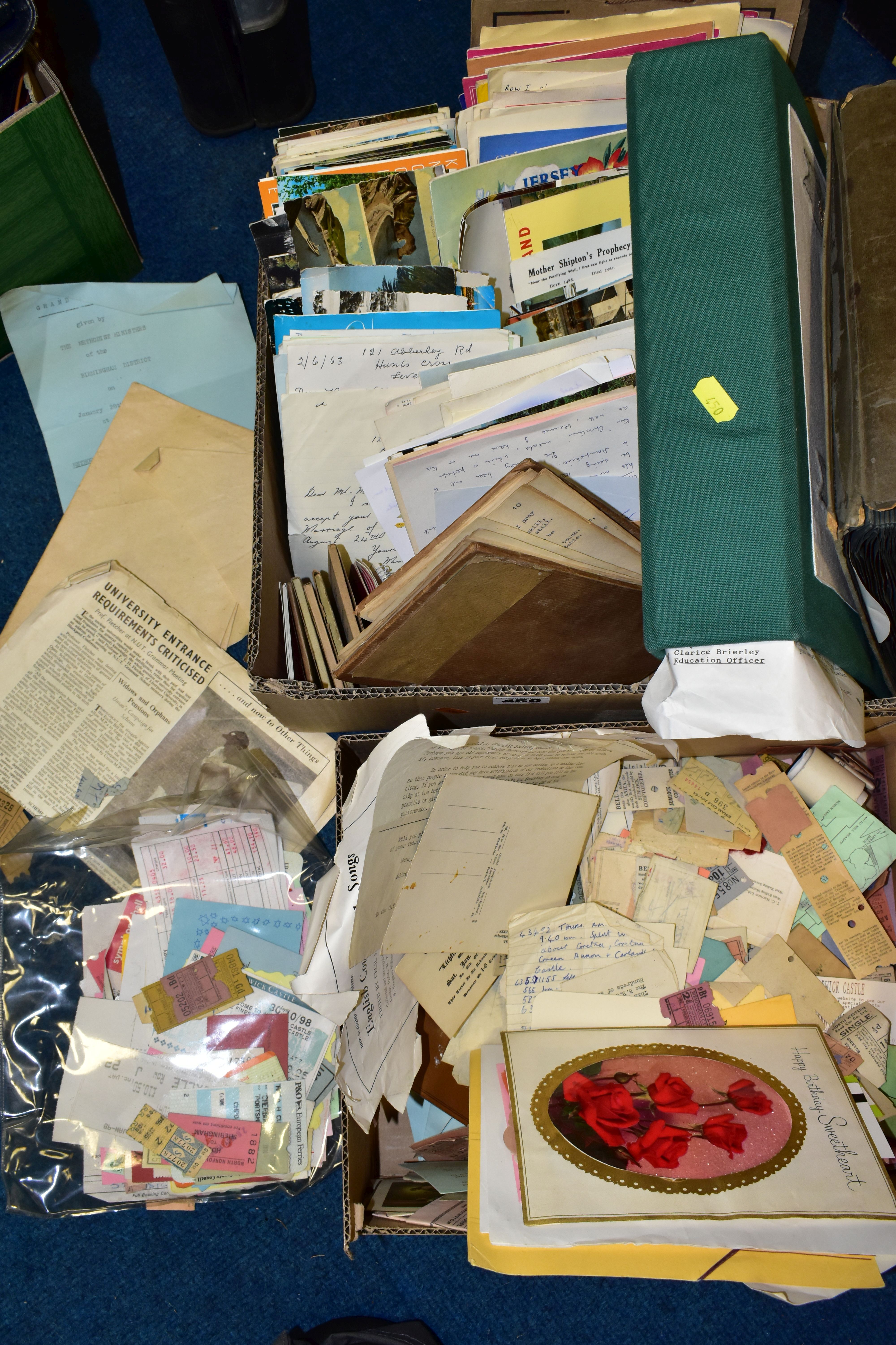 EPHEMERA, three boxes containing a large collection of modern postcards, letters, minor concert - Image 4 of 6
