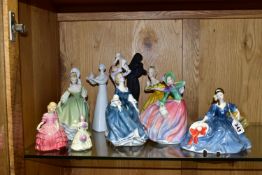 ELEVEN ROYAL DOULTON AND COALPORT FIGURINES, Royal Doulton figurines comprising Elyse HN2429, The