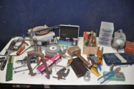 A COLLECTION OF ANTIQUE AND MODERN TOOLS, to include two MEG insulation testers, hand drill, spoke