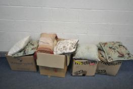 FOUR BOXES CONTAINING AN ASSORTMENT OF FABRIC CUSHIONS