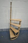 A SET OF ASH SPIRALLING LIBRARY STEPS, height 123cm