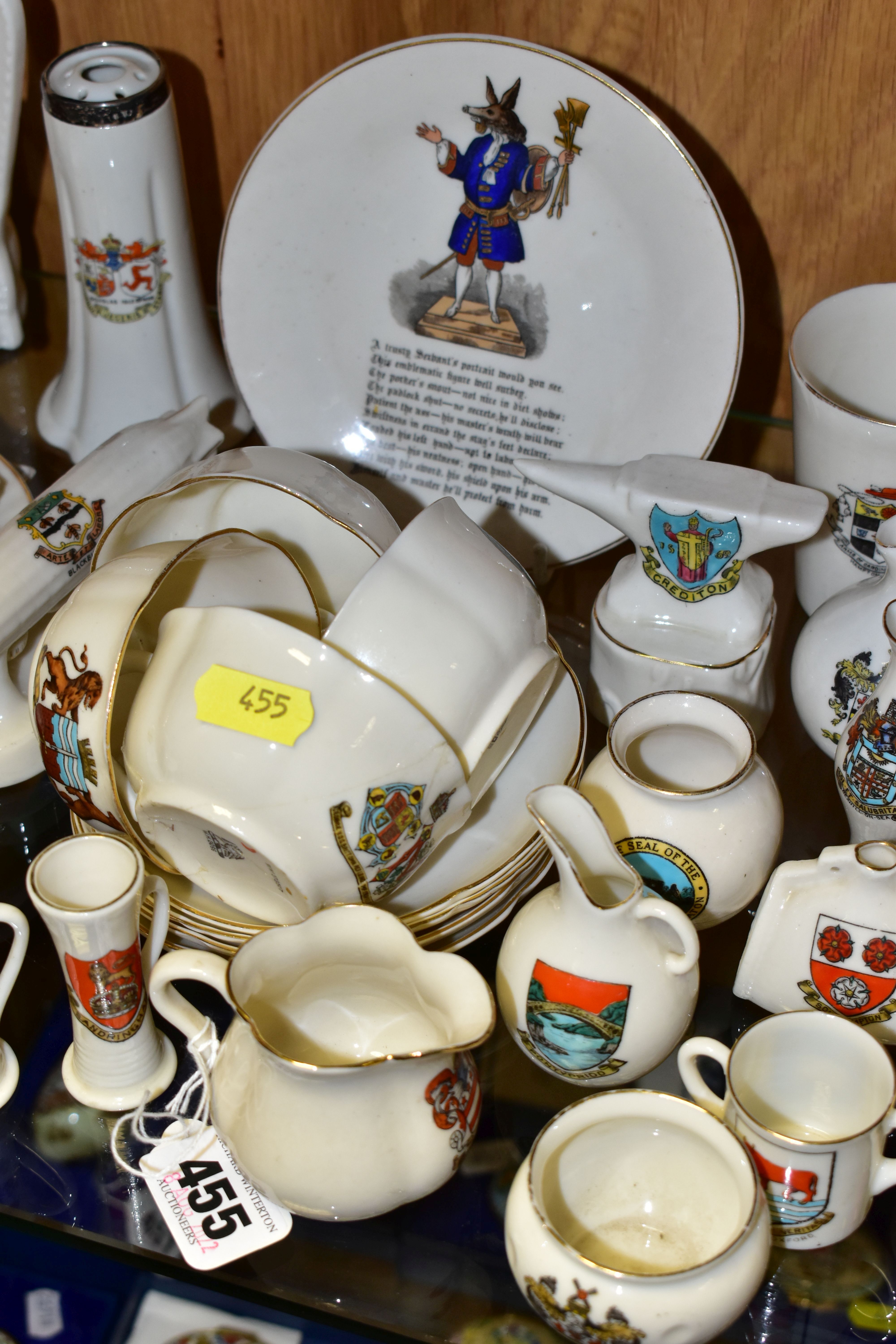 A COLLECTION OF CRESTED CHINA, the majority of pieces by Goss, items include an unmarked Zepplin - Image 6 of 8