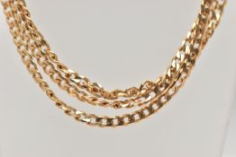 A 9CT GOLD CURB LILNK CHAIN, flat curb link chain, fitted with a lobster clasp, hallmarked 9ct
