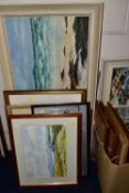 20TH CENTURY PAINTINGS AND PRINTS, to include a coastal landscape signed K.A. Wylie, oil on