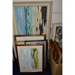 20TH CENTURY PAINTINGS AND PRINTS, to include a coastal landscape signed K.A. Wylie, oil on