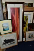 PAINTINGS AND PRINTS ETC, comprising a signed limited edition steam locomotive print 'Heading for