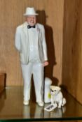 A ROYAL DOULTON FIGURE 'SIR WINSTON CHURCHILL' HN3057 AND A BESWICK BULLDOG, seated, model no.