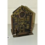 A LATE VICTORIAN METAL MONEY BOX/BANK, a cast metal 'BANK' of building form, height 17.7cm (1)