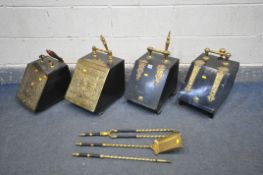 FOUR 19TH CENTURY BRASS AND METAL PURDONIUMS, (condition:-one purdonium with loose hinge) with