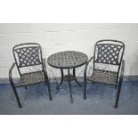 AN ALUMINIUM GARDEN TABLE and two chairs (3)