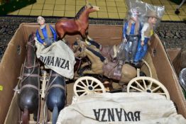 A LARGE COLLECTION OF 1960S PALITOY 'BONANZA' TOYS, to include Ponderosa Ranch characters Hoss and