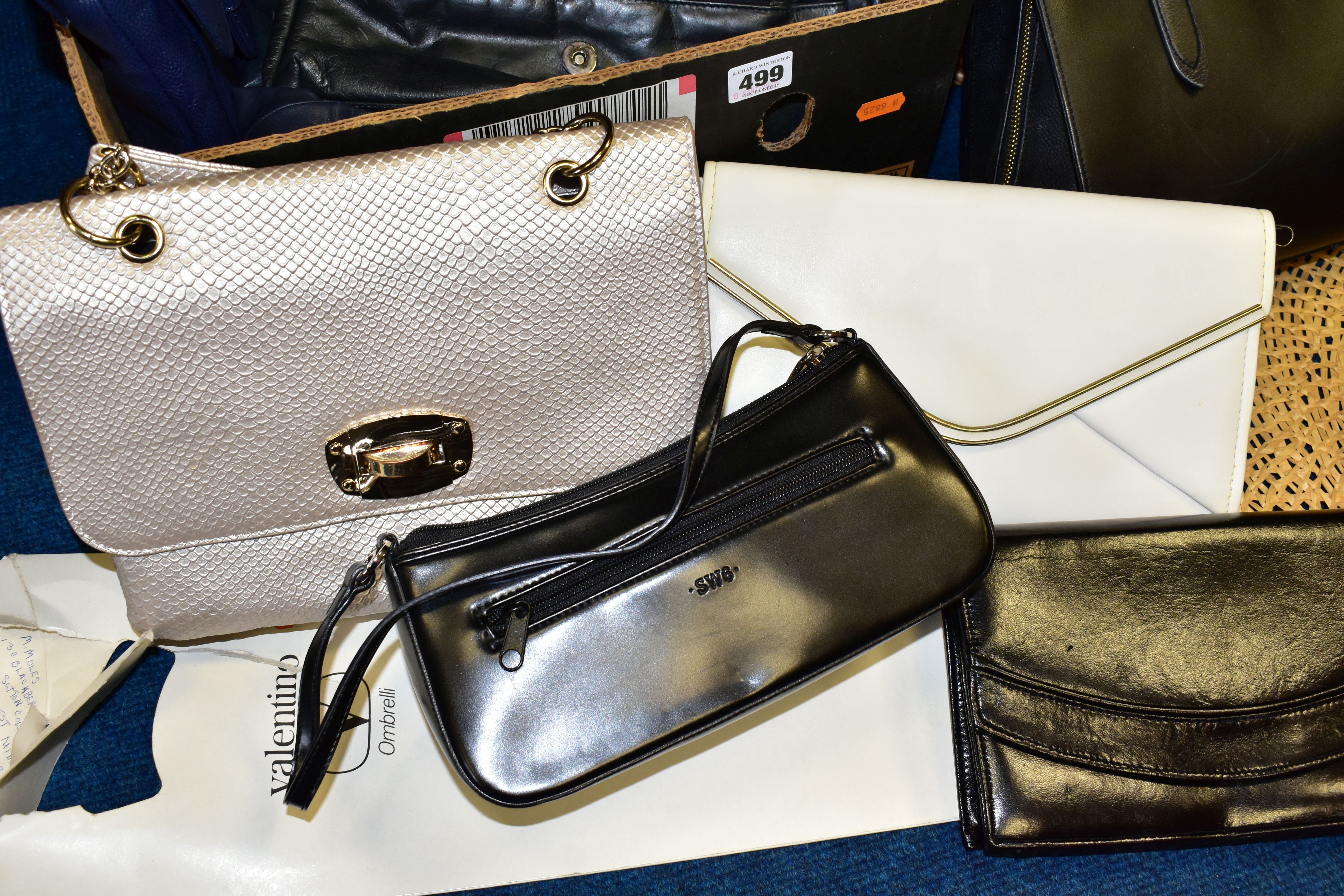 TWO BOXES AND LOOSE HANDBAGS, HATS AND OTHER ACCESSORIES, to include a black Radley handbag, other - Image 2 of 5