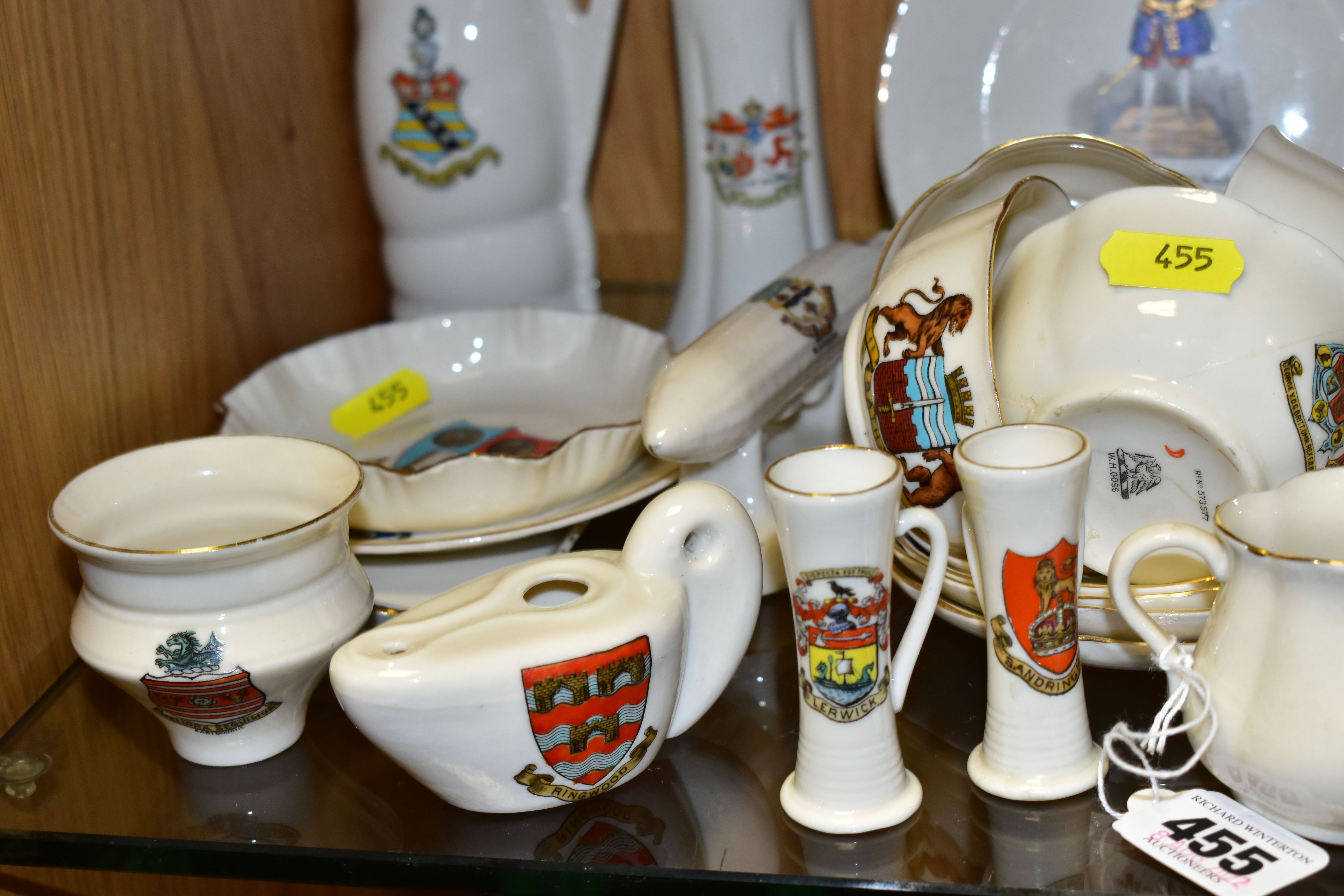 A COLLECTION OF CRESTED CHINA, the majority of pieces by Goss, items include an unmarked Zepplin - Image 4 of 8