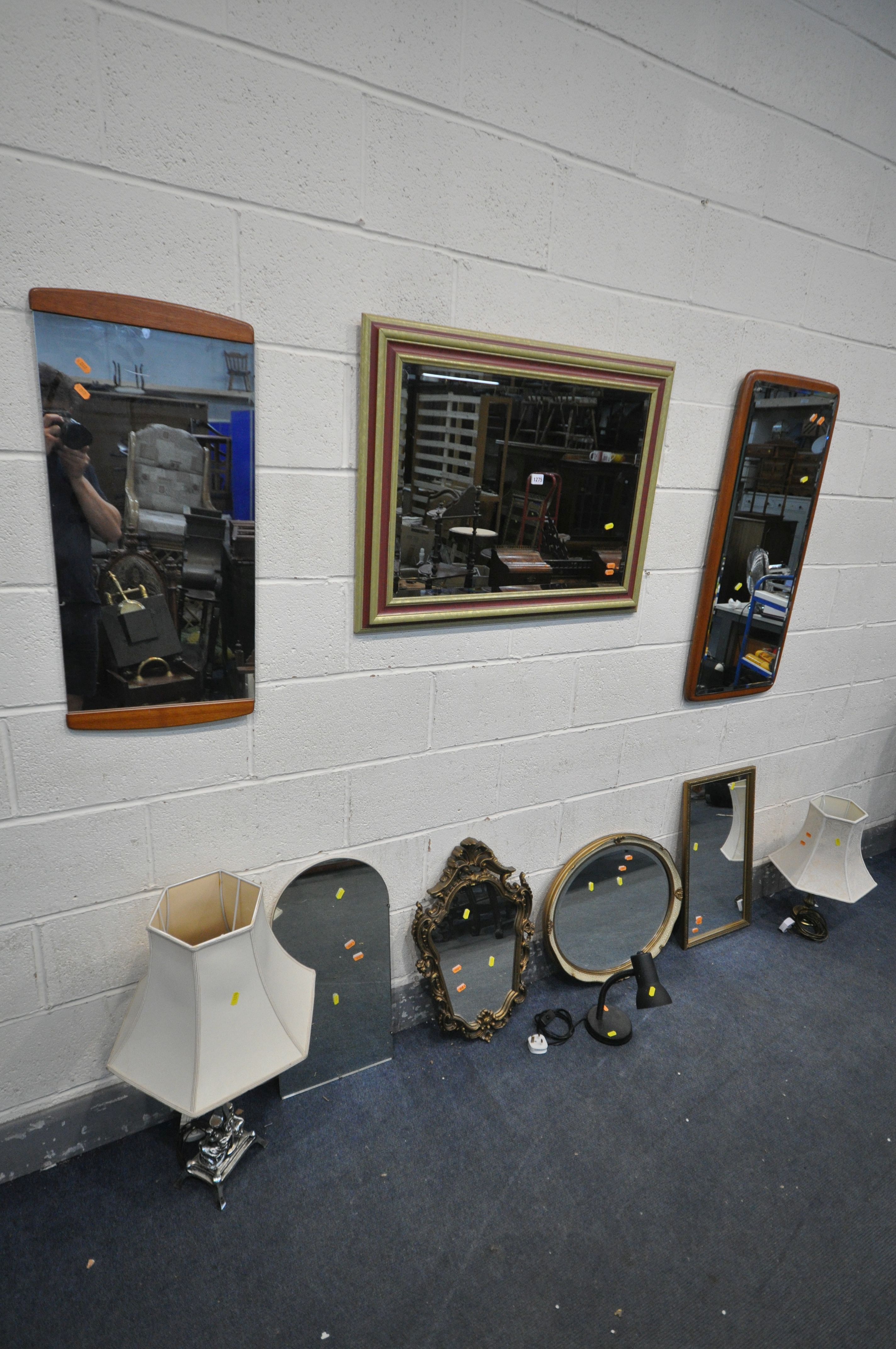 A SELECTION OF VARIOUS MIRRORS, of various sizes and styles, largest mirror size 86cm x 66cm,