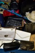 TWO BOXES AND LOOSE HANDBAGS, HATS AND OTHER ACCESSORIES, to include a black Radley handbag, other