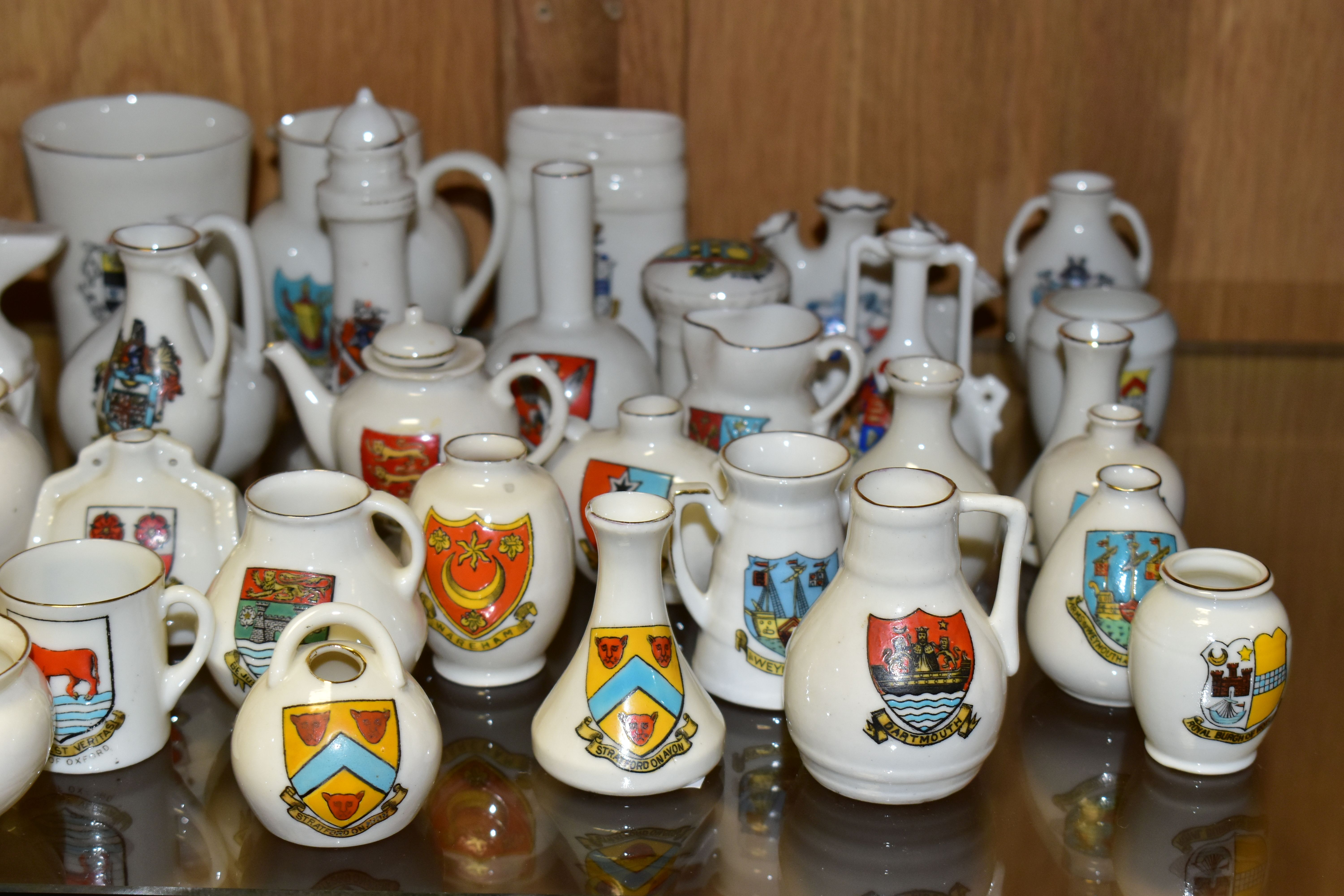 A COLLECTION OF CRESTED CHINA, the majority of pieces by Goss, items include an unmarked Zepplin - Image 2 of 8