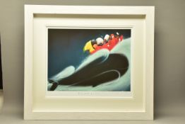 DOUG HYDE (BRITISH 1972) 'A WHALE OF A TIME' DOGS AND A WHALE AT SEA, signed limited edition print
