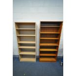 A MID-CENTURY TEAK OPEN BOOKCASE, with six drawers, width 82cm x depth 28cm x height 184cm, and a