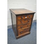 A 19TH CENTURY ROSEWOOD CHEST OF FOUR GRADUATED DRAWERS, width 51cm x depth 56cm x height 74cm (