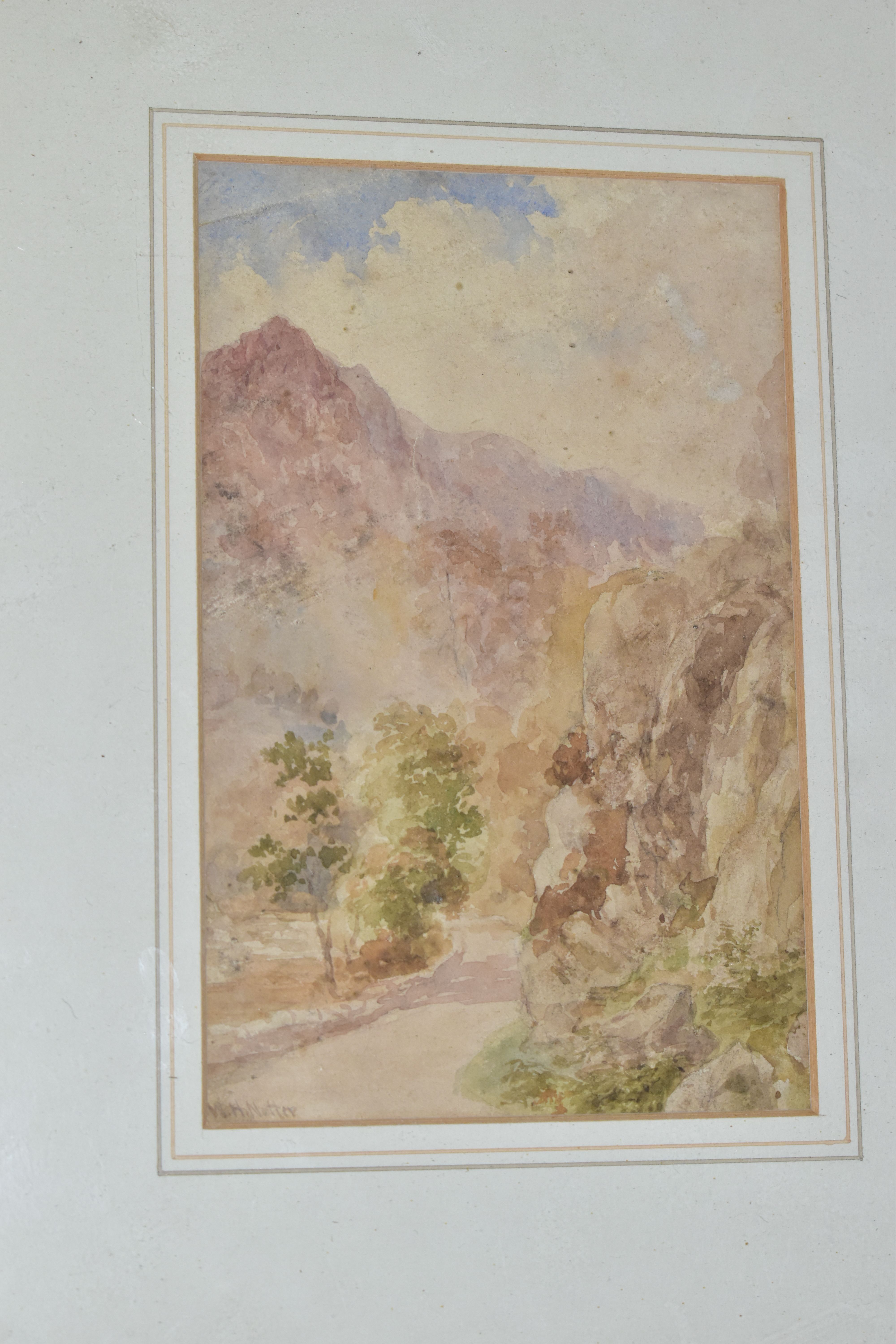 W. H. NUTTER, a landscape of a country path with hills either side, watercolour, signed lower - Bild 3 aus 5