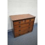 A GEORGIAN SOLID MAHOGANY CHEST OF TWO SHORT OVER THREE LONG DRAWERS, width 112cm x depth 61cm x