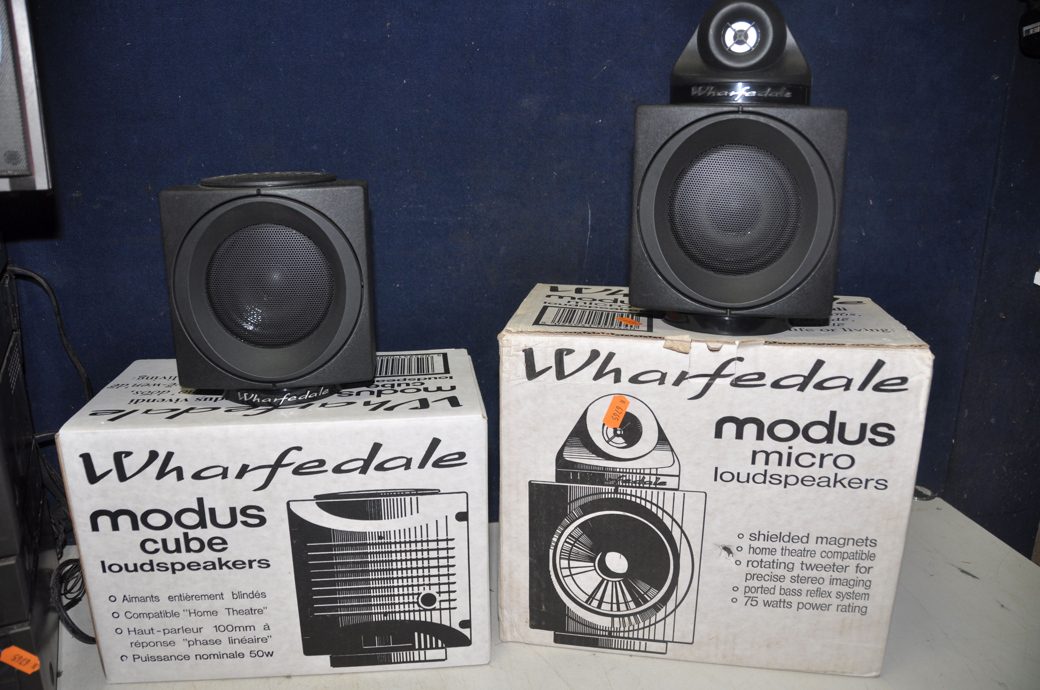 TWO BOXED PAIRS OF WHARFDALE MODUS SPEAKERS, comprising a pair of Wharfdale modus micro cube - Image 2 of 4