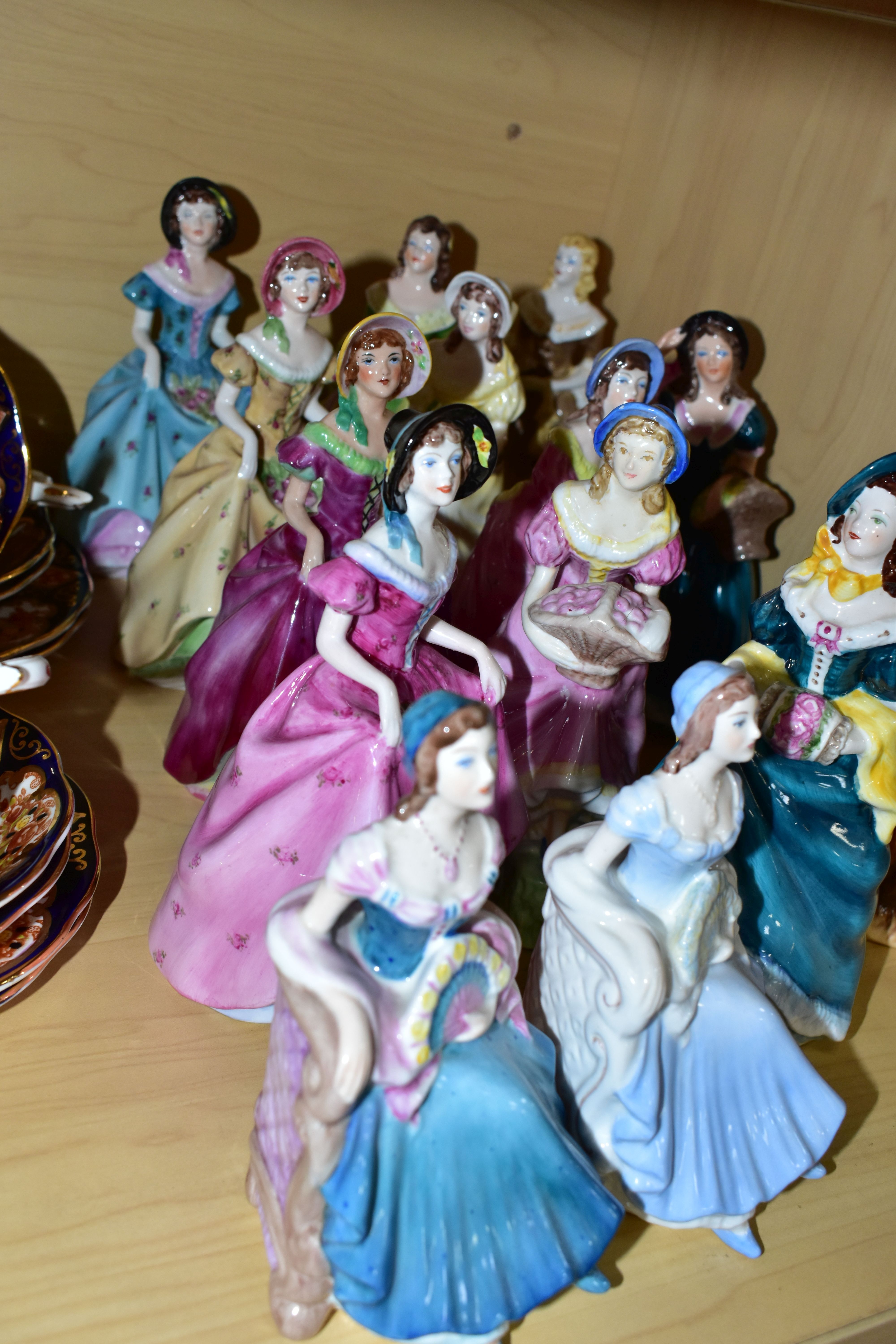 FIFTEEN SMALL COALPORT FIGURINES, comprising two Barbara figurines, one in a pale blue dress ( - Image 4 of 4
