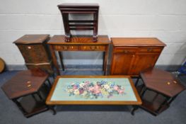 A SELECTION OF MAHOGANY FURNITURE, to include a small chest of four drawer on cabriole legs, a two